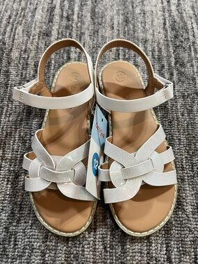 Cat & Jack White Glitter Knot-Strap Sandals Size 12